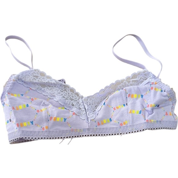 Savage X Fenty Other - NWT Savage X Fenty Lavender Logo Print Cotton Bralette XS Lace Wireless Bra